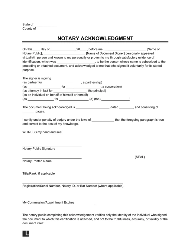 Notary Acknowledgment
