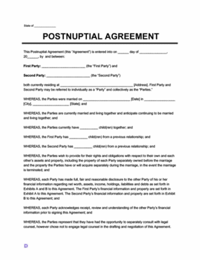 postnuptial agreement template