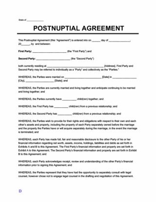 postnuptial agreement template
