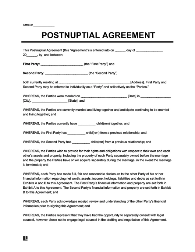 Postnuptial Agreement
