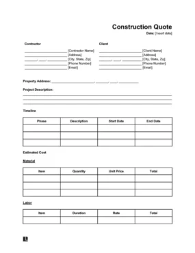 Construction Quote Template