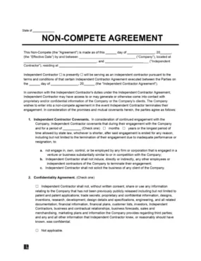 Independent Contractor Non-Compete Agreement