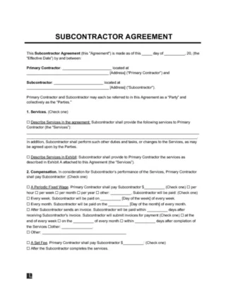Subcontractor Agreement