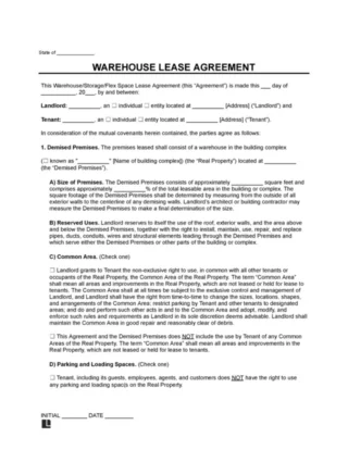 Warehouse Lease Agreement
