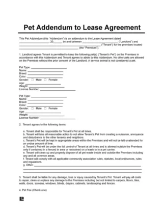 Pet Addendum