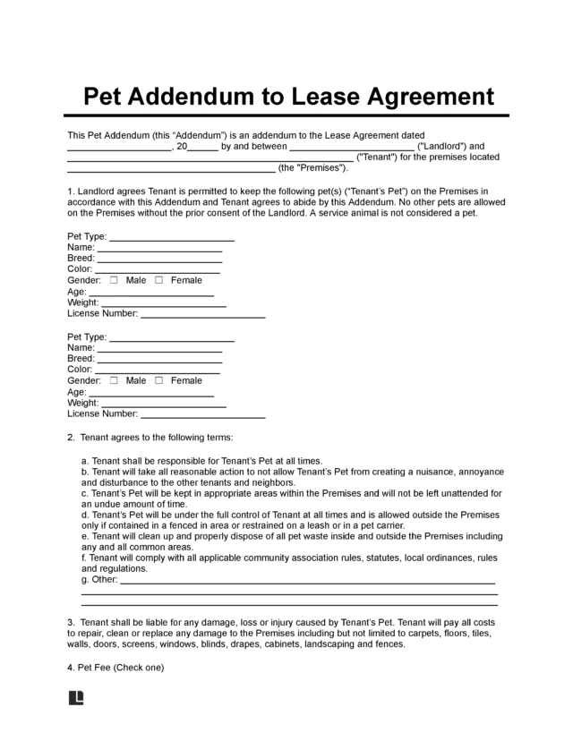 Pet Addendum