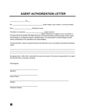 Agent Authorization Letter