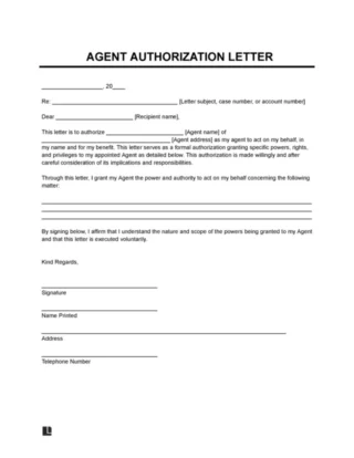 Agent Authorization Letter