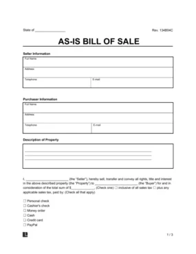 As-Is Bill of Sale