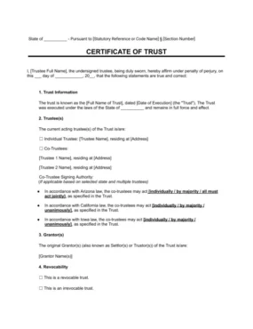 Certificate of Trust