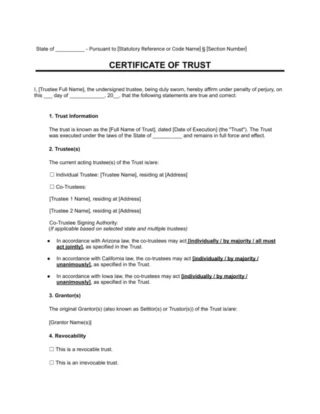 Certificate of Trust