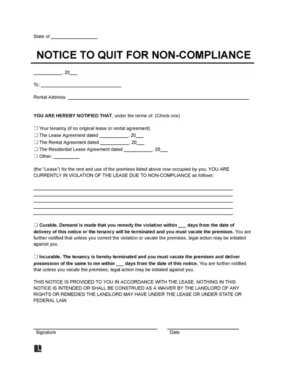 Notice to Comply or Vacate