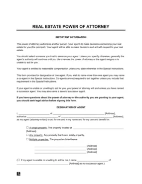 Real Estate Power of Attorney