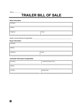 Trailer Bill of Sale Form