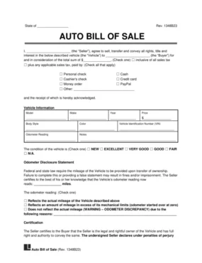 Vehicle Bill of Sale