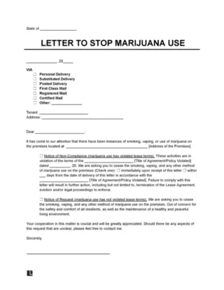 Warning Letter for Smoking Marijuana